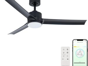 Cyclone Collection Smart Indoor and Outdoor 52in 3-Blade Ceiling Fan 2700K-6000K CCT Selectable LED Light Kit in Matte Black with Remote Control Works With iOS or Android App