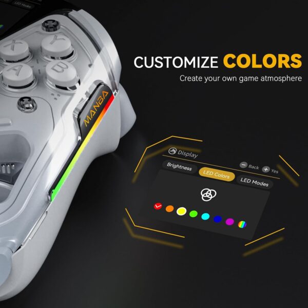 ManbaOne Interactive Screen Wireless Gaming Controller for PC/Switch/Switch 2/iOS/Android,Hall Effect Stick & Trigger,RGB Lighting,Remappable Buttons,1800mAh with Charging Dock (White) - Image 2