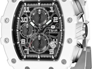Mens Watches Luxury Tonneau Watches for Men Waterproof 50M Analog Replica Watch Chronograph Calendar Date Men’s Dress Business Work Watch Diver Large Square Face Wristwatch