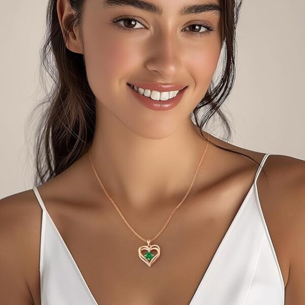 LOUISA SECRET Love Heart Birthstone Necklaces for Women, Birthday Gift for Women, Anniversary Jewelry for Wife Her, 925 Sterling Silver Pendant Necklace, Mother's Day Gift - Image 3