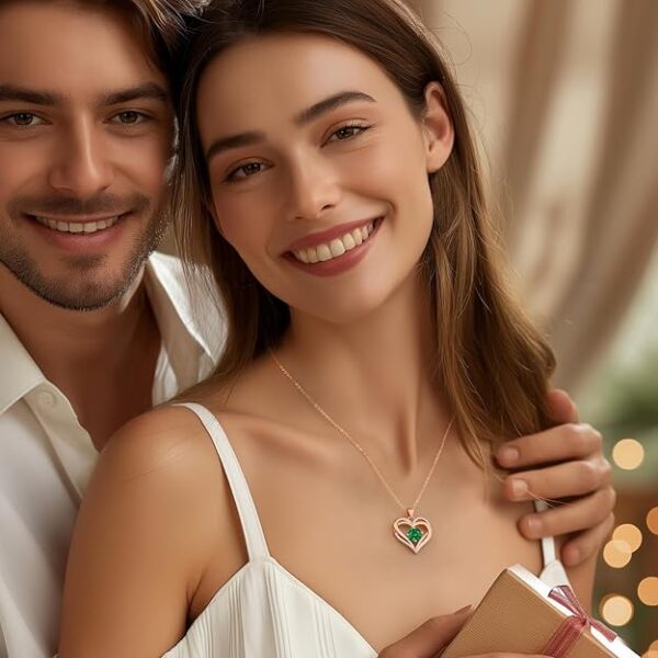 LOUISA SECRET Love Heart Birthstone Necklaces for Women, Birthday Gift for Women, Anniversary Jewelry for Wife Her, 925 Sterling Silver Pendant Necklace, Mother's Day Gift - Image 5