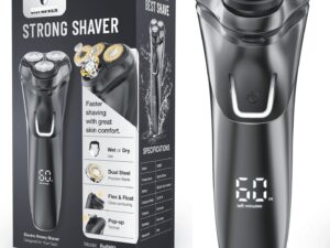 Electric Razor for Men Cordless: Wet/Dry Rotary Shaver Waterproof - USB Fast Charging & Sensitive Skin Care - Pop up Trimmer & Precision Blades Ink Black‌