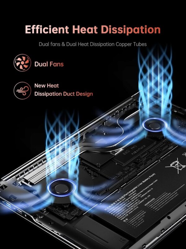 2025 New AMD Laptop, Laptop with AMD Ryzen 7 6800H (8C/16T, Up to 4.70GHz), 16GB DDR5 512GB NVMe SSD Laptop Computer, Up to 4TB, 16-inch FHD Display, WiFi 6, Backlit KB, Type-C, Dual Fans - Image 4