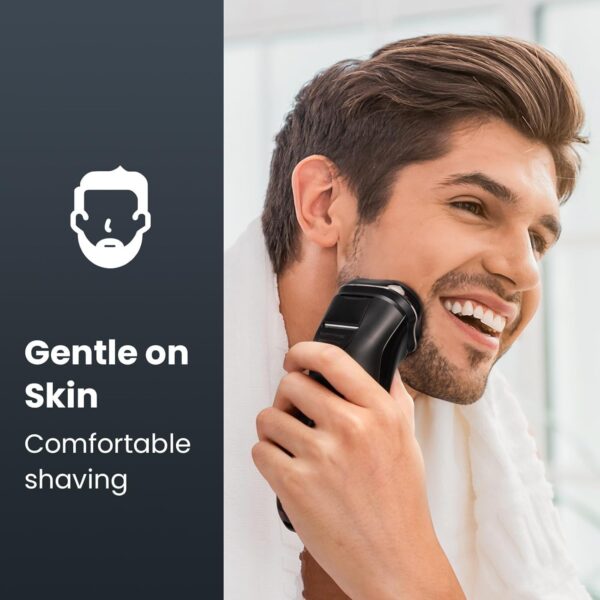 Electric Razor for Men Cordless: Wet/Dry Rotary Shaver Waterproof - USB Fast Charging & Sensitive Skin Care - Pop up Trimmer & Precision Blades Ink Black‌ - Image 4