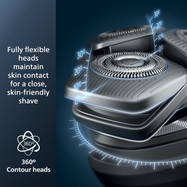 Philips Rechargeable Wet/Dry Electric Shaver Series 9000 with SenseIQ and Comfort Glide Ring Technology, Battery Powered, Silver - Image 3