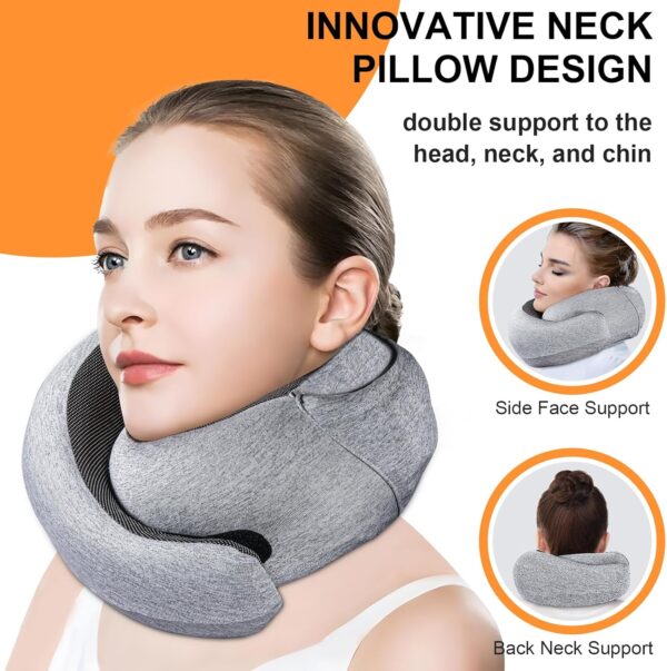Travel Pillow - Hooded Neck Pillow Airplane, Memory Foam Pillow for Plane, Office, Cars Sleeping, Long Flight Must Haves, Road Trip Essentials Accessories for Adults - Image 2