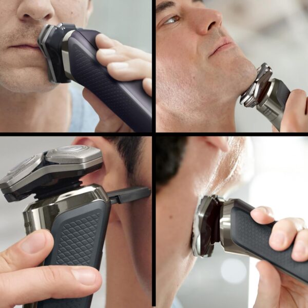 Philips Rechargeable Wet/Dry Electric Shaver Series 9000 with SenseIQ and Comfort Glide Ring Technology, Battery Powered, Silver - Image 4