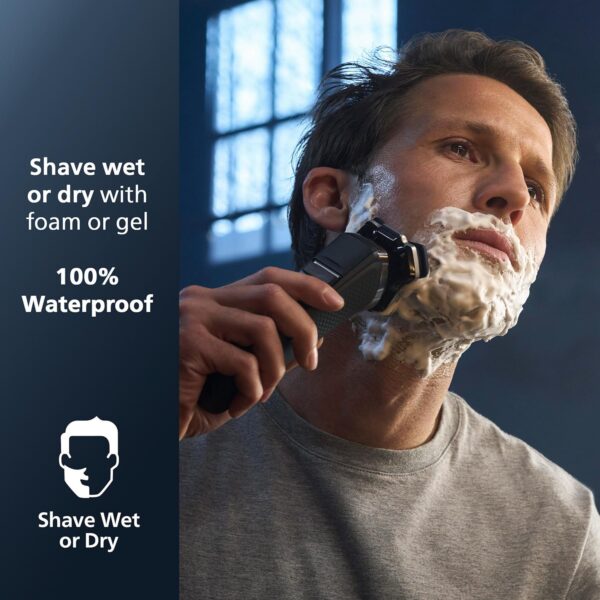 Philips Rechargeable Wet/Dry Electric Shaver Series 9000 with SenseIQ and Comfort Glide Ring Technology, Battery Powered, Silver - Image 2