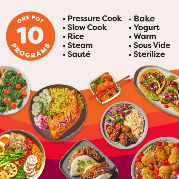 Instant Pot Pro (8 QT) 10-in-1 Pressure Cooker, Slow Cooker, Rice/Grain Cooker, Steamer, Sauté, Sous Vide, Yogurt Maker, Sterilizer, and Warmer, Includes App With Over 800 Recipes, Black - Image 3
